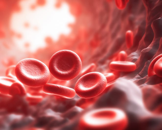 Photo shows an illustration of red blood cells in a blood vessel/Getty Images